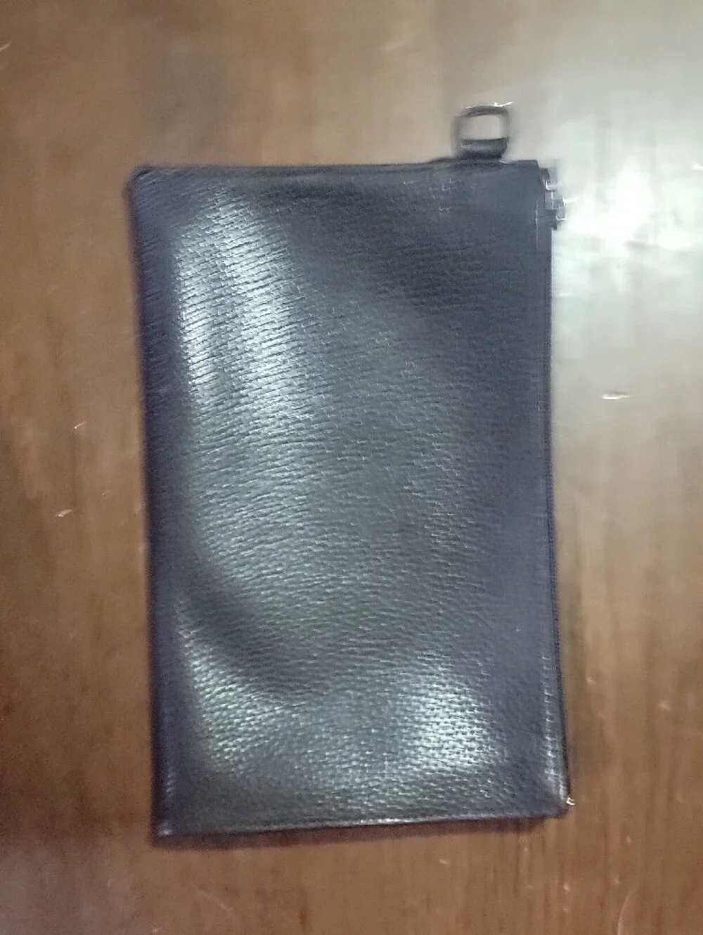 Longchamp Black Pebbled Leather Clutch Pouch with Silver Hardware